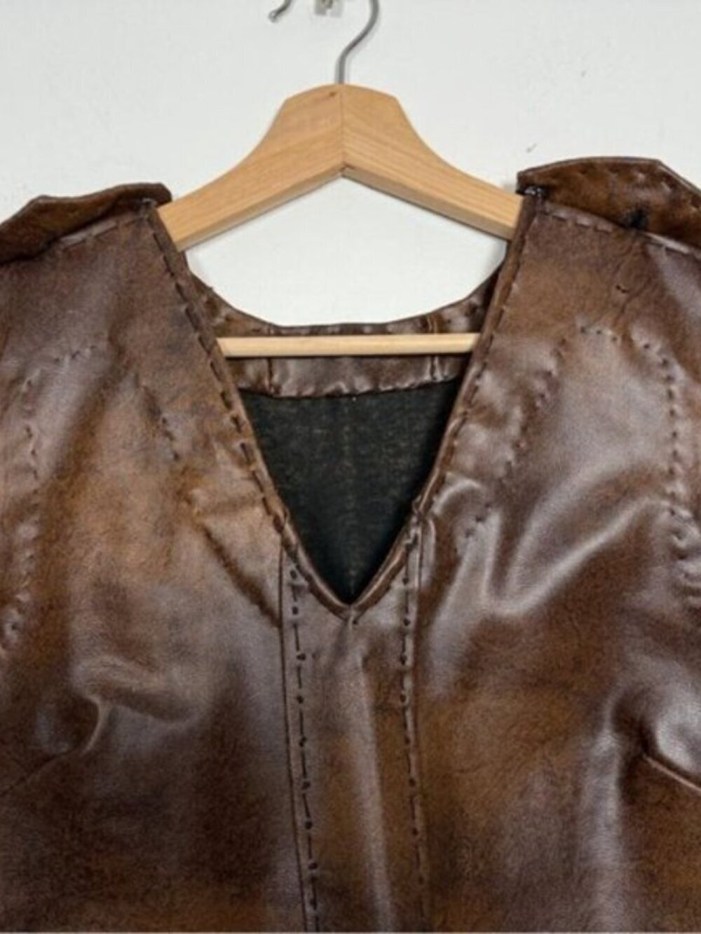 Vintage Brown Faux Leather Sleeveless Dress – Approx. Size M (17” PTP) - Picture 9 of 9